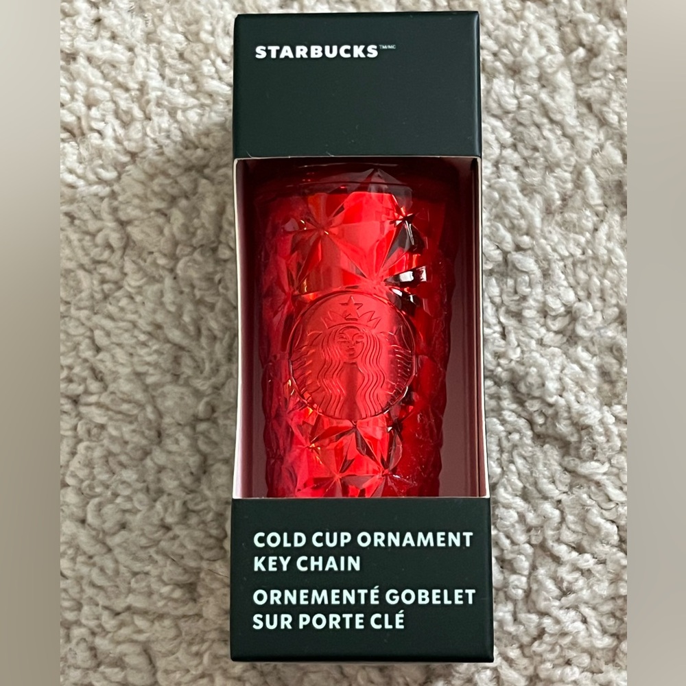 NWT Starbucks Fiery Red Tumbler Cold Cup Ornament Keychain